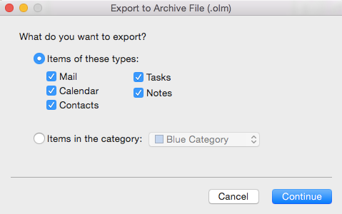 outlook for mac version 15.32 use the archive folder